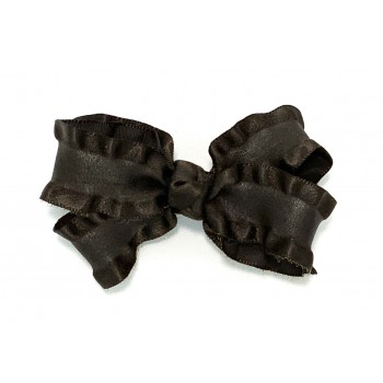 Brown Double Ruffle Bow - 3 Inch